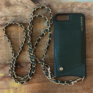 Lucy Pebble Leather Crossbody - Green/Gold